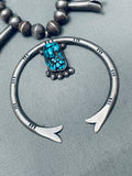 One Of Most Fab Vintage Native American Navajo Turquoise Sterling Silver Squash Blossom Necklace-Nativo Arts