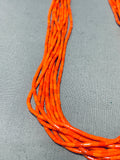 Fab!! Native American Navajo Coral Sterling Silver Necklace!-Nativo Arts