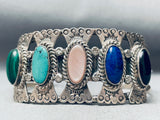 Butterfly Concho Vintage Native American Navajo Turquoise Lapis Sterling Silver Bracelet-Nativo Arts