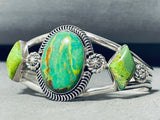 Dropdead Fabulous Native American Navajo Gaspeite Sterling Silver Bracelet Cuff-Nativo Arts
