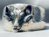 The Most Detailed Vintage Sterling Silver 3d Ram Bracelet-Nativo Arts
