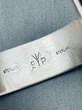 Hand Tooled Vintage Native American Navajo Sun Stamped Sterling Silver Bracelet Cuff-Nativo Arts