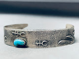 Mario Chavez Vintage Native American Navajo Naja Sterling Silver Turquoise Bracelet-Nativo Arts