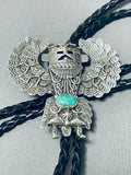 Impressive Native American Navajo Royston Turquoise Sterling Silver Kachina Bolo-Nativo Arts