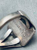 Squared Onyx Vintage Native American Navajo Sterling Silver Ring Old-Nativo Arts
