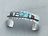 One Of The Coolest Vintage Native American Navajo Turquoise Inlay Sterling Silver Bracelet-Nativo Arts