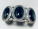 Amazing Vintage Native American Navajo 3 Black Onyx Sterling Silver Bracelet-Nativo Arts