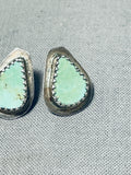 Lustrous Vintage Native American Navajo Royston Turquoise Sterling Silver Earrings-Nativo Arts