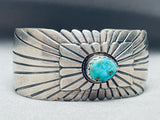 Native American Sunrays Of Silver Sterling Vintage Turquoise Bracelet Signed-Nativo Arts