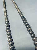 Longer 30 Inch Vintage Native American Navajo Sterling Silver Bead Necklace Old-Nativo Arts