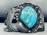 Museum Quality Leaves!! Vintage Native American Navajo Turquoise Sterling Silver Bracelet-Nativo Arts