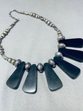 One Of The Coolest Vintage Native American Navajo Lapis Sterling Silver Necklace-Nativo Arts