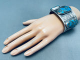 97 Grams Huge Native American Navajo Turquoise Sterling Silver Bracelet Cuff-Nativo Arts