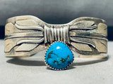 Dropdead Fab Feather Vintage Native American Navajo Turquoise Sterling Silver Bracelet-Nativo Arts