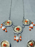 Native American One Of The Most Unique 14k Gold Marked Sterling Silver Coral Necklace-Nativo Arts