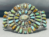 Rare Vintage Native American Navajo Blue Gem Turquoise Cluster Sterling Silver Bracelet-Nativo Arts