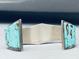 6.5 Inch Wrist Superior Vintage Native American Navajo Turquoise Inlay Sterling Silver Bracelet-Nativo Arts