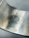 Heavy 123 Grams Native American Navajo Sun Face Sterling Silver Wide Bracelet Cuff-Nativo Arts