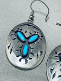 Exquisite Vintage Native American Navajo Sleeping Beauty Turquoise Sterling Silver Earrings-Nativo Arts