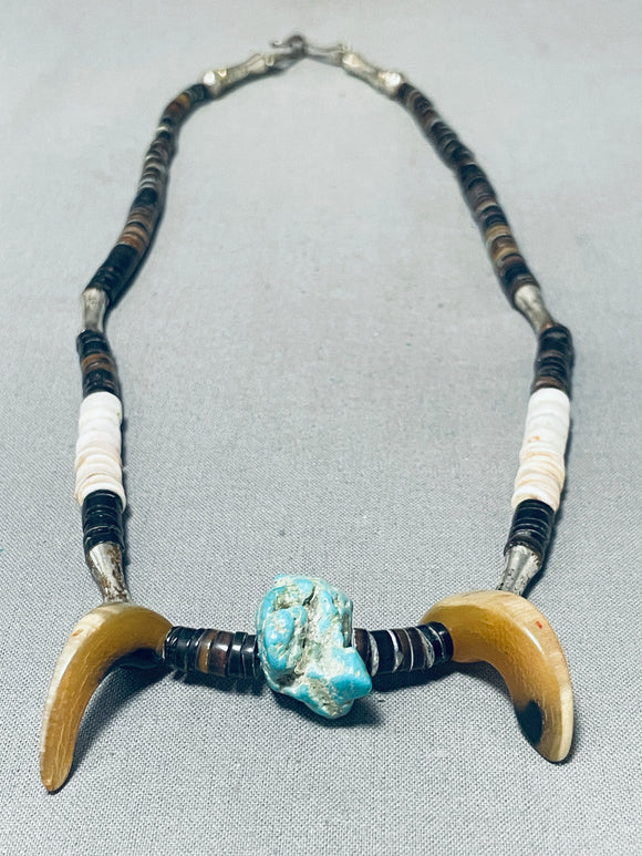 Native American Tremendous Vintage Santo Domingo Royston Turquoise Sterling Silver Necklace-Nativo Arts