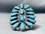 Massive Vintage Native American Navajo Turquoise Sterling Silver Cluster Ring