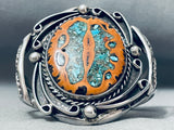 Huge Vintage Native American Navajo Walnut Wood Turquoise Inlay Sterling Silver Bracelet-Nativo Arts