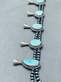 Stunning Vintage Native American Navajo Turquoise Sterling Silver Squash Blossom Necklace-Nativo Arts