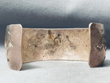 Hand Tooled Vintage Native American Navajo Sterling Silver Cuff Bracelet