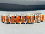 Dean Brown Quality Vintage Native American Navajo Coral Sterling Silver Bracelet-Nativo Arts