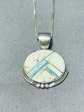 Signed Vintage Native American Navajo Spiderweb Turquoise Opal Sterling Silver Necklace-Nativo Arts