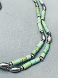 Rare Earlier Vintage Native American Navajo Green Turquise Heishi Sterling Silver Necklace-Nativo Arts
