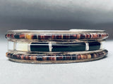 One Of The Most Unique Vintage Native American Navajo Heishi Inlay Sterling Silver Bracelet-Nativo Arts