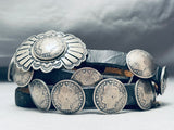 Vintage Santa Fe Southwest Sterling Silver Coin Concho Belt Old-Nativo Arts