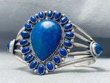 Thicker Wide Vintage Native American Navajo Teardrop Lapis Sterling Silver Bracelet-Nativo Arts