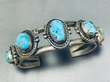 Impressive Vintage Native American Navajo Morenci Royston Turquoise Sterling Silver Bracelet-Nativo Arts