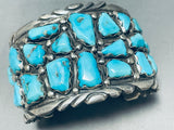 Native American Get Your Workout In Vintage Zuni 101 Grams Turquoise Sterling Silver Bracelet-Nativo Arts