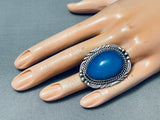 Huge Vintage Native American Navajo Lapis Sterling Silver Heavy Ring
