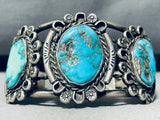 Heavy Museum Quality Vintage Native American Navajo Turquoise Sterling Silver Bracelet-Nativo Arts