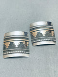 Rare Thomas Singer Vintage Native American Navajo Gold Sterling Silver Bracelet Earrings-Nativo Arts