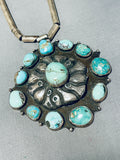One Of Most Unique Vintage Native American Navajo Turquoise Flower Sterling Silver Necklace-Nativo Arts