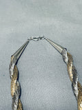 Native American Very Rare Hand Woven Braided Sterling Silver Heishi Necklace-Nativo Arts