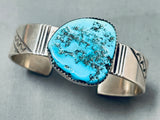 Chunky Nugget Turquoise Vintage Native American Navajo Sterling Silver Bracelet