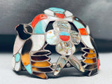 The Best Vintage Zuni Hummingbid Turquoise Inlay Sterling Silver Bracelet-Nativo Arts