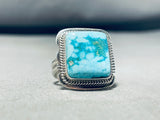 larson lee Native American Navajo Carico Lake Turquoise Sterling Silver Ring Signed Larson Lee-Nativo Arts