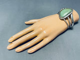 Bold Vintage Navajo Bracelet with Large Royston Turquoise in Sterling Silver-Nativo Arts