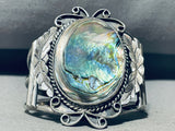 One Of The Best Vintage Native American Navajo Abalone Shell Sterling Silver Bracelet-Nativo Arts
