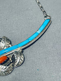 One Of The Biggest Most Crazy Vintage Navajo Turquoise Sterling Silver Necklace-Nativo Arts