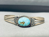 Exquisite Native American Navajo Rare Candelaria Turquoise Sterling Silver Bracelet-Nativo Arts