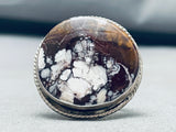 Huge Vintage Native American Navajo Circle Agate Sterling Silver Ring-Nativo Arts
