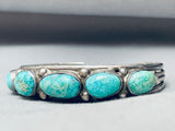 Rare Leadville Turquoise Vintage Native American Navajo Sterling Silver Bracelet-Nativo Arts